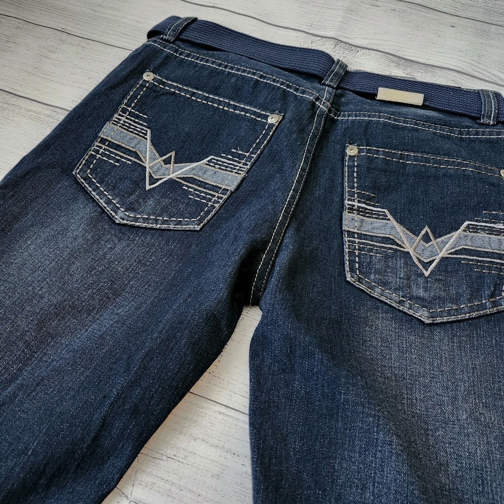Men's Distressed Dark Blue Wash Denim Shorts Skinny Fit - Picture 8 of 11
